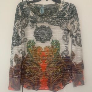 Vibrant Paisley Long Sleeve Top